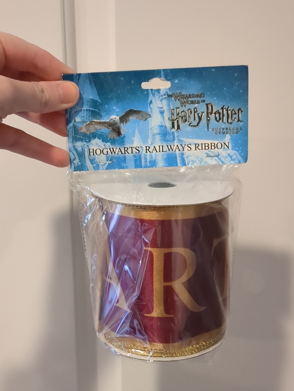 Wizarding World of Harry Potter Maroon Ribbon with Gold Lettering